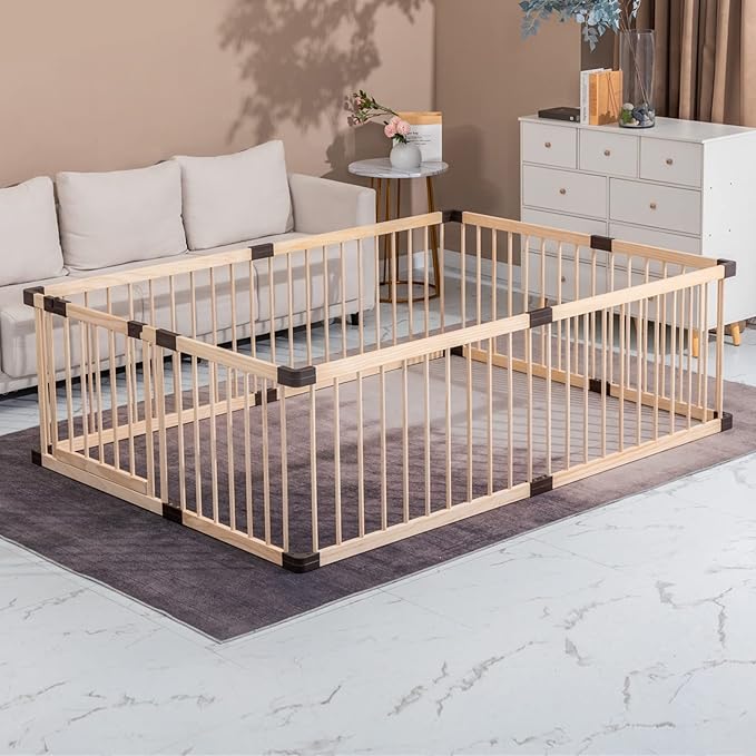 Playpen for Babies and Toddlers, Wooden Conababy Baby Playpen, Play Fence/ Yards, Baby Activity Center Indoor (120x160CM)