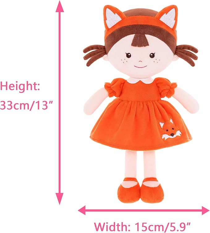 Onetoo First Baby Doll Plush Rag Doll Sleeping Cuddle Buddy Dress14(Milly Series)