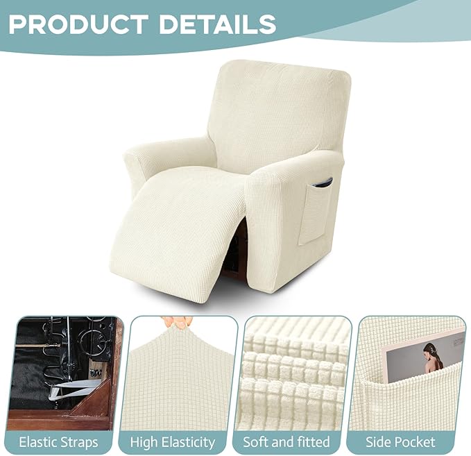 Recliner Chair Cover Lazy Boy Recliner Covers Recliner Covers for Recliner Chair 1 Piece Furniture Protector Prevent wear and pet Hair(Recliner,Beige)