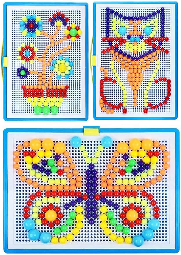 HenMerry Creative Mushroom Nails Mosaic Pegboard Children's Educational Toys 3D (600pcs)