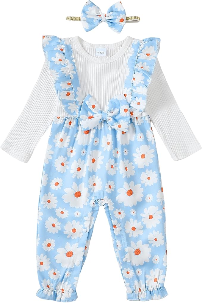 Newborn Baby Girls One Piece Romper Jumpsuit Cute Floral Print