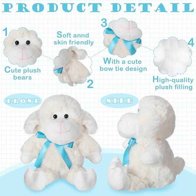Poen 10 Pcs Lamb Plush Toys Stuffed Animal Sheep 11 Inch Little Lamb Plushy Cute Stuffed Animal Lamb Doll White Sheep Toys Huggable Lamb Toys Gift for Little Ones, Friends