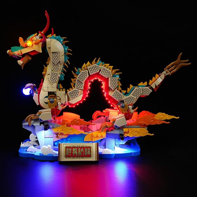 LED Lighting Kit for Lego Auspicious Dragon, LED Light Compatible 80112 Building