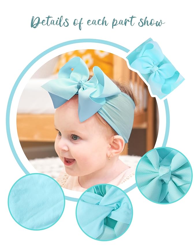 doboi 20pcs Baby Girls Bows Headbands Nylon Hairbands Ribbon Bow