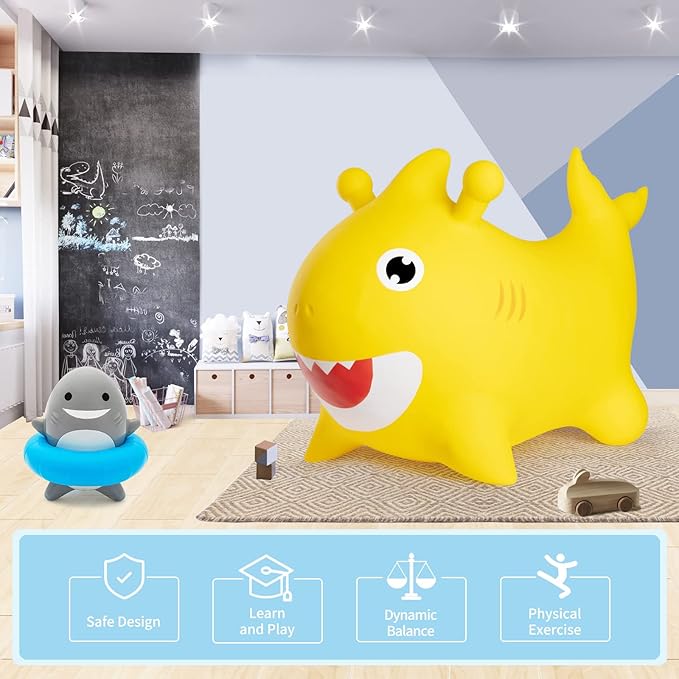 INPANY Bouncy Baby Shark Toys for 2 Year Old Boy, Toddler Hopper Ball 3 4