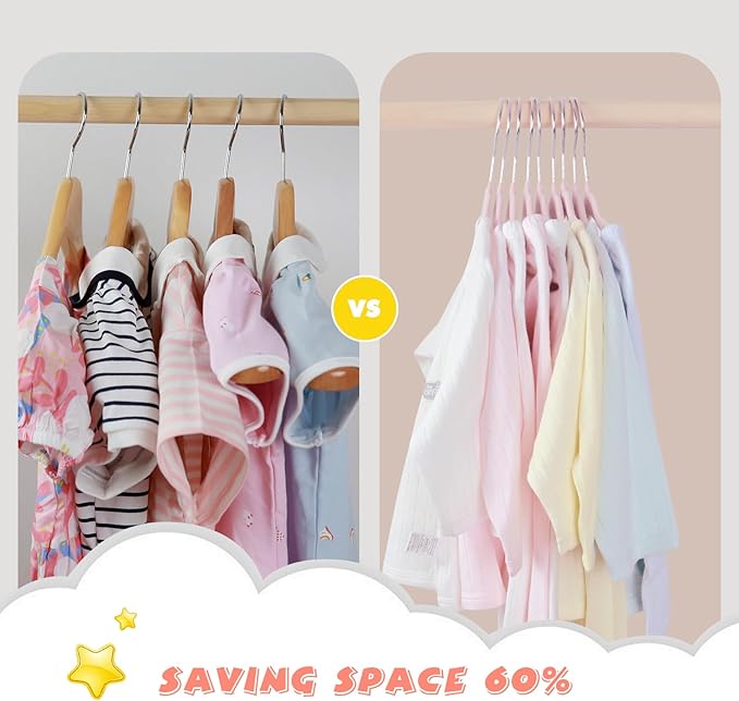 Kids Velvet Hangers 15 Pack, 11 Inch Size Non-Slip Baby Hangers, Space-Saving Nursery Hangers, Perfect Infant/Toddler Clothes Hangers for Daily Use(Pink)