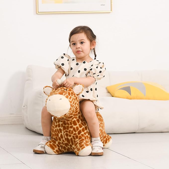INPANY Bouncy Giraffe Hopping Toys for 1 2 Year Old Girl Birthday Gifts, Toddler Plush Hopper 3 4