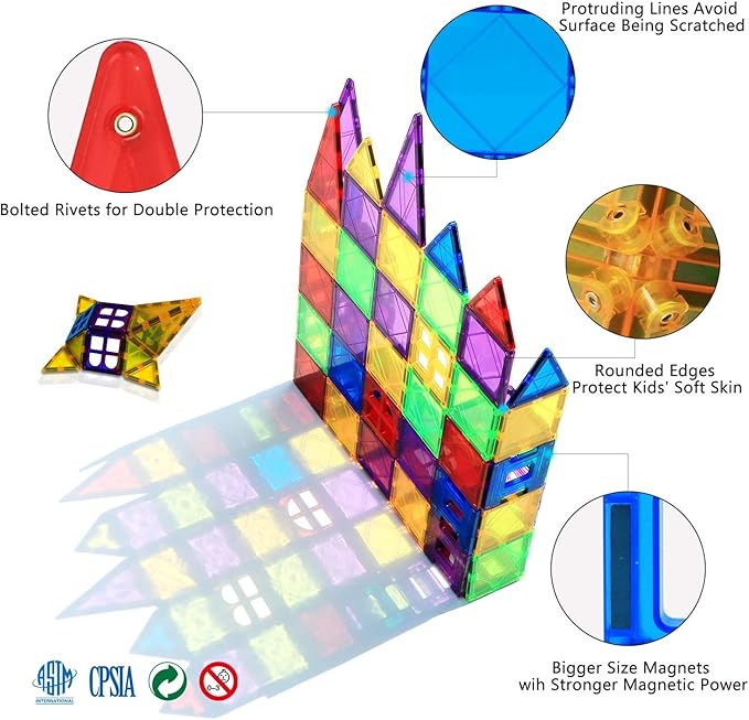 MAGBLOCK Magnetic Blocks - 32 Pcs Magnetic Tiles for Kids Ages 3-5 Magnet Blocks Tiles for Toddlers Magnetic Toys Educational Set