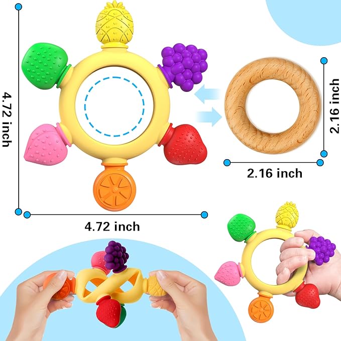 GJZZ Baby Teething Toys 6-12 Months, Montessori Sensory Toys 0-3 6-12
