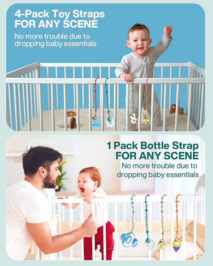 Toy Straps for Baby, 5pcs Adjustable Toy Holder for Stroller Accessories (5-Pack)
