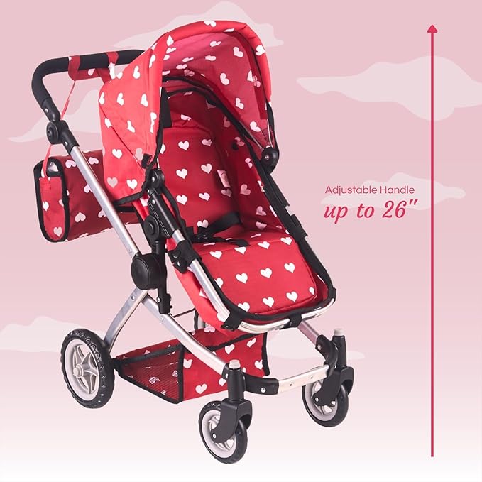 Convertible Combo Baby Doll Stroller for 3 Year Old Girls