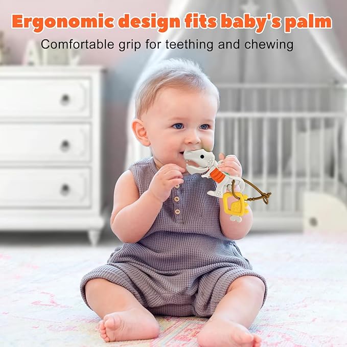 Baby Teething Toys - Dinosaur Silicone Baby Teethers Relief 0-6 6-12 12-18 Months,