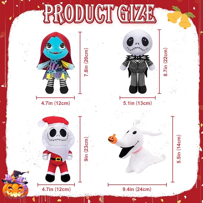 Jack Skellington Plush,4PCS Before Christmas Plush Toys 5" Pumpkin 4PCS JACK