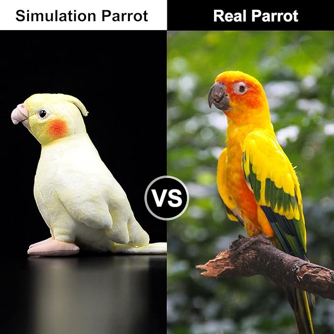 ZHONGXIN MADE Yellow Cockatiel Plush Toy - Simulation 7 Inch Parrot Stuffed Animal, Cute Little Bird Doll as Gift for Your Friends