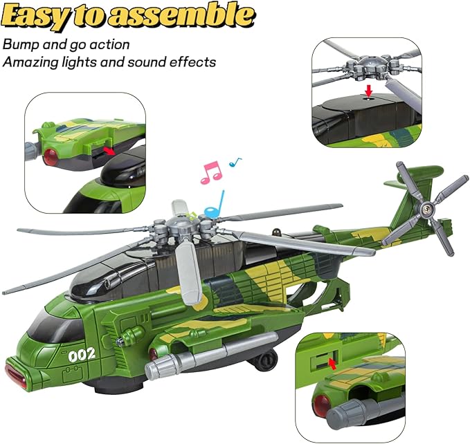 Helicopter Toys for Toddlers,Kids Airplanes Toys Musical Army Planes with Sound and Light 2 3 4 5