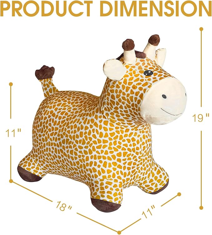 HotMax Giraffe Bouncy Horse Toy, Inflatable Plush Bouncing Horse for Toddlers 18 Months 2 3 4 Year