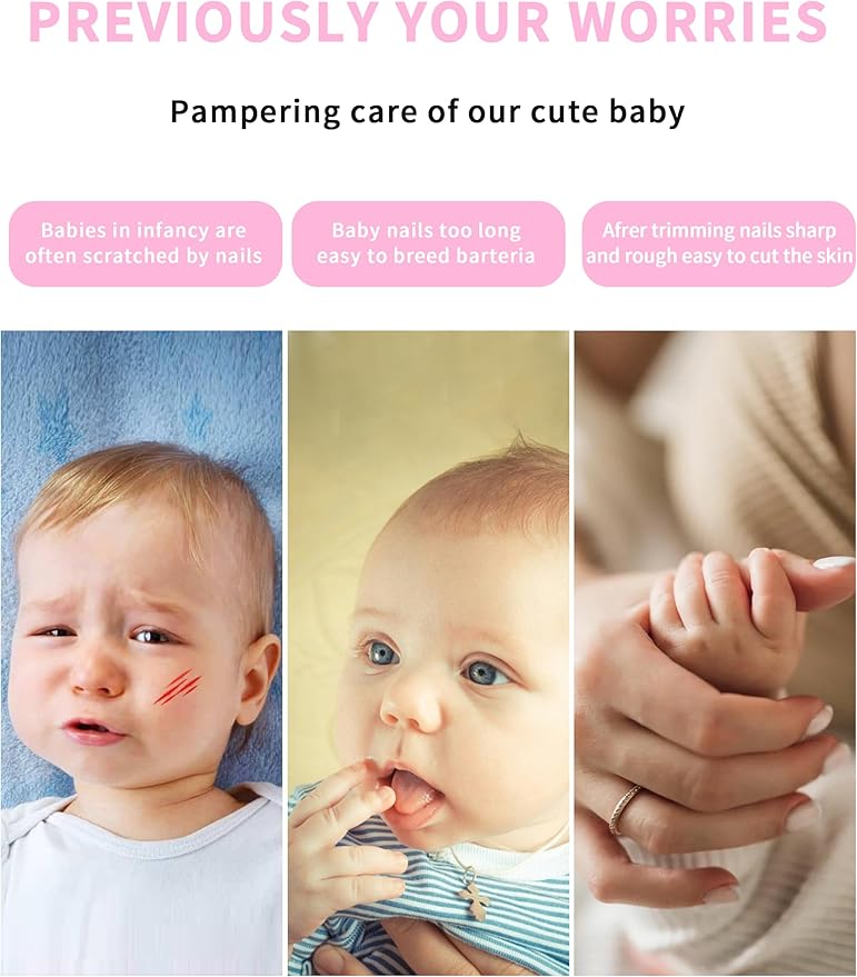 Baby Nail Trimmer Electric,Nail Clippers File for Baby No Sharp Claws Hurt, 6 in 1 with Light Safety Cutter for Newborn Infant Toddler Kids Toes and Fingernails Care