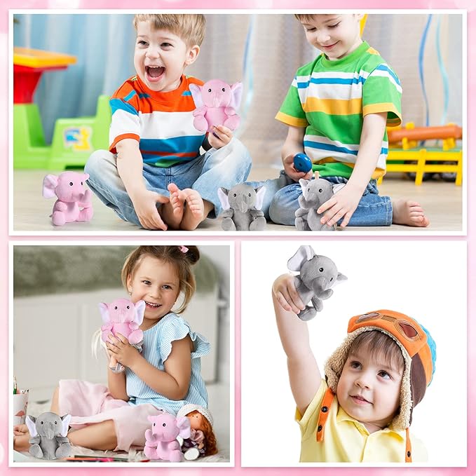 HyDren 8 Pcs Plush Mini Elephant Stuffed Animal Toys 4