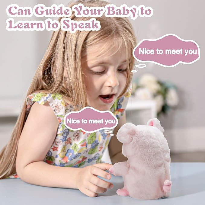 HOMILY Pink Pig, Repeats What You Say Plush Animal Toy Electronic Hamster Mouse for Boys