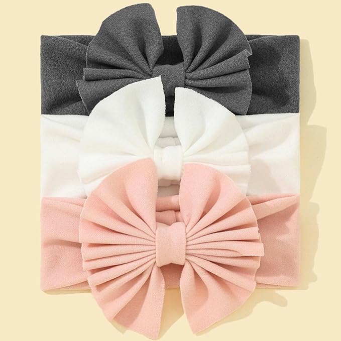 3pcs Baby Girl Nylon Headbands, Soft Elastic Hairbands