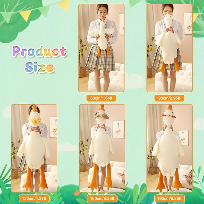 Goose Stuffed Animal 51 Inch Plush Doll Toy, Cute Duck Plush Cushion Soft Huge Plushies Pillow