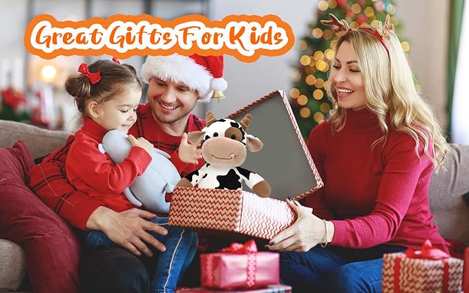 HWD 12'' Soft Cow Plush Dolls Stuffed Animals Toys Gifts for Kids, Toddler (Style_2/11.8 inch)
