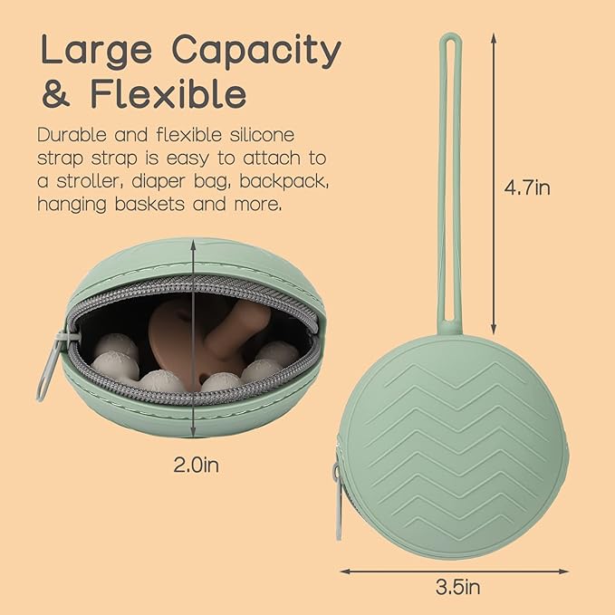 2 Pack Silicone Pacifier Holder Case,Portable Newborn Pacifiers Silicone Pouch for Boys & Girls