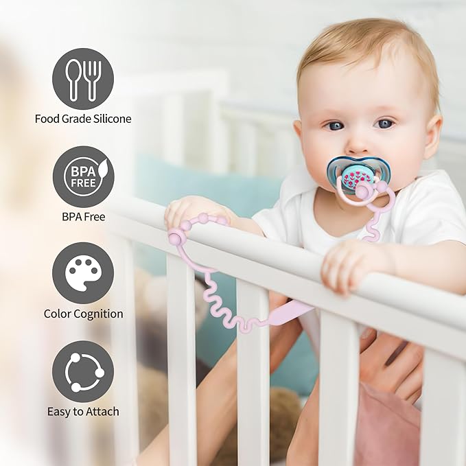 Toy Straps for Baby, Pacifier Holder Clip with Self-Adjusting Bayonet Chairs(5PS)