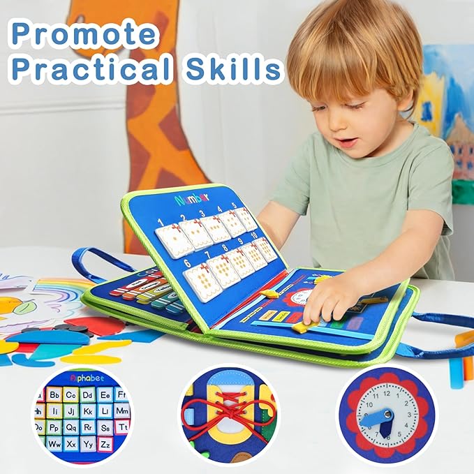 Hi-Tech Busy Board Toys, Busy Book for Toddlers 1-5 Year Old
