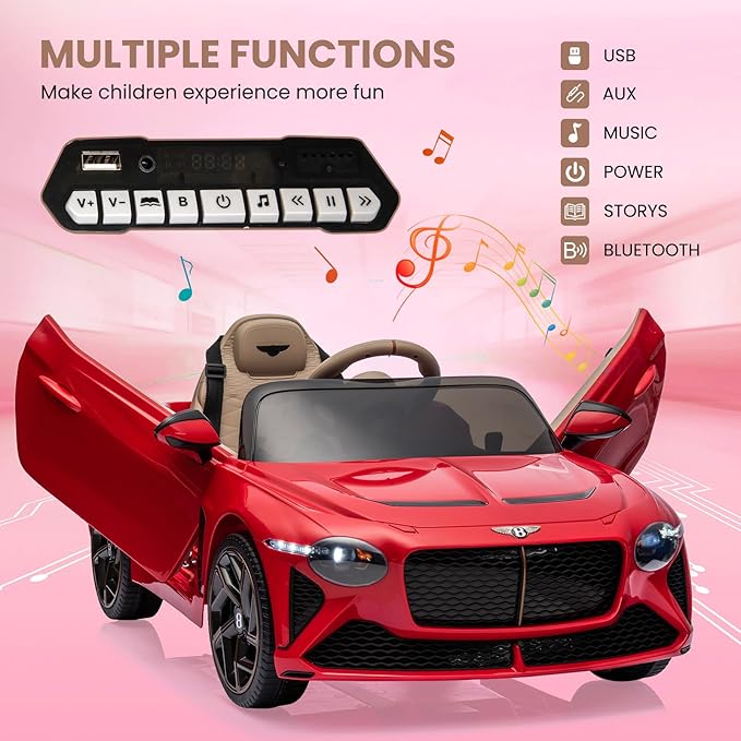 Hetoy Kids Ride On Car, Licensed Bentley Bacalar 12V Electric Vehicles w/Parent Remote Control 3 Speeds,