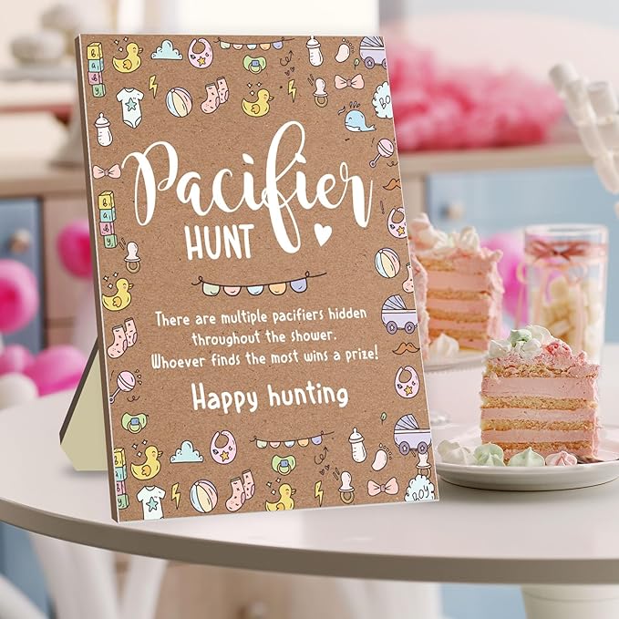 Baby Pacifier Hunt Game, Baby Shower Games Set 50 Mini 50 Blue