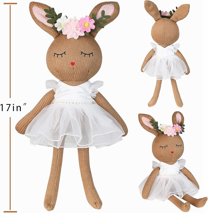 Ballerina Doll Handmade Stuffed Animal Bunny Plush Animal Doll, Plush