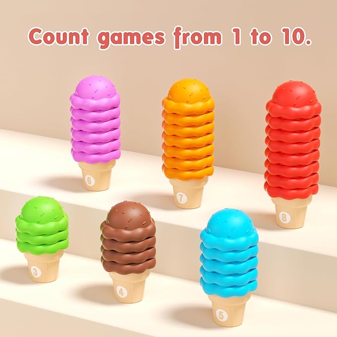Ice Cream Toys Color and Counting Alphabet Match Learning Toys (65Pcs Counting)
