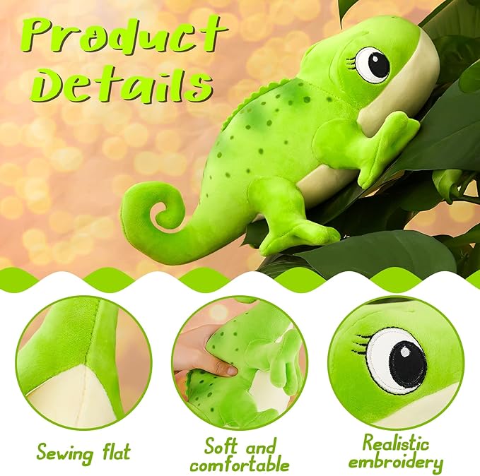 Chameleon Stuffed Animal Cute Chameleon Plush Doll Green Chameleon Toy 11.8 Inches