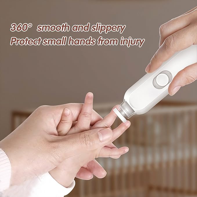 Baby Nail Trimmer Electric, Baby Nail File Electric, 6 in 1 Baby Nail Clipper with Lights, Baby Grooming Kit for Infant/Newborn/Toddler Nail Filer, Trim and Polish (White)