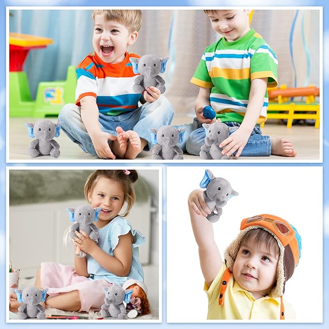 HyDren 8 Pcs Plush Mini Elephant Stuffed Animal Toys 4
