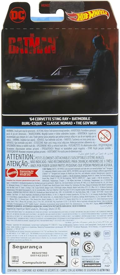 Hot Wheels Batman 5-Pack, Set of 5 Batman-Themed Toy Cars 1:64 Scale