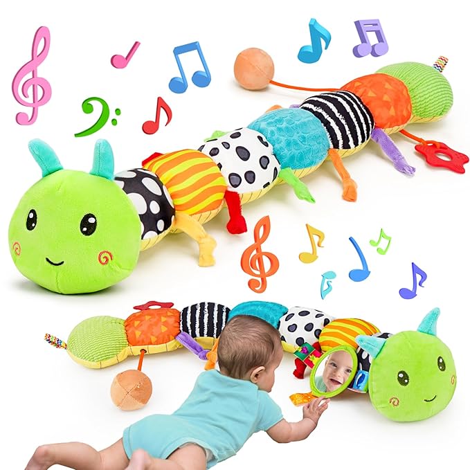 Baby Sensory Toy 0-6 Month Music Animal Stuffed Plush Caterpillar 0-3-6 Month 6-12 Month