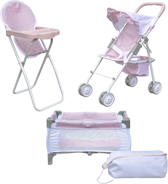 Olivia's Little World Polka Dots Princess 3-in-1 Baby Doll Nursery