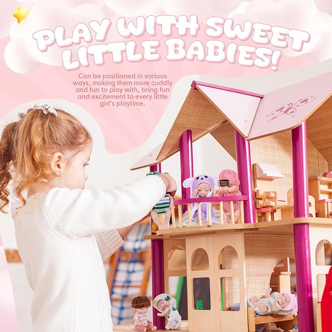 Hanaive 10 Pcs 4 Inch Mini Baby Dolls Lifelike Realistic 3+ Graduation