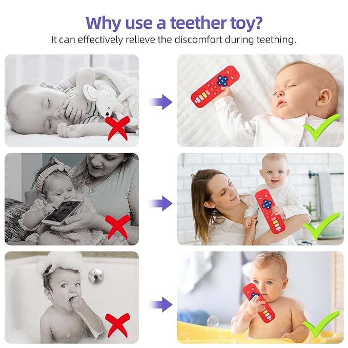 Chuya Remote Teethers Silicone Baby Teething Toys, TV Remote Teether