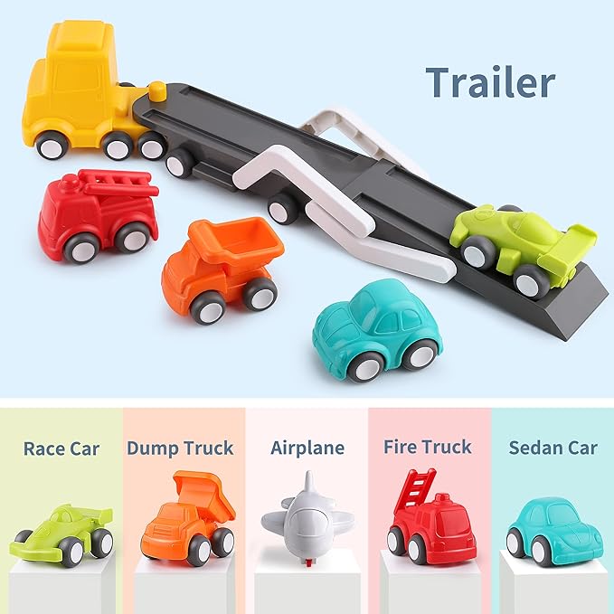 iPlay, iLearn Car Carrier Truck Toy for Toddler 1-3 2 Year 5 Play 1 2 3 4
