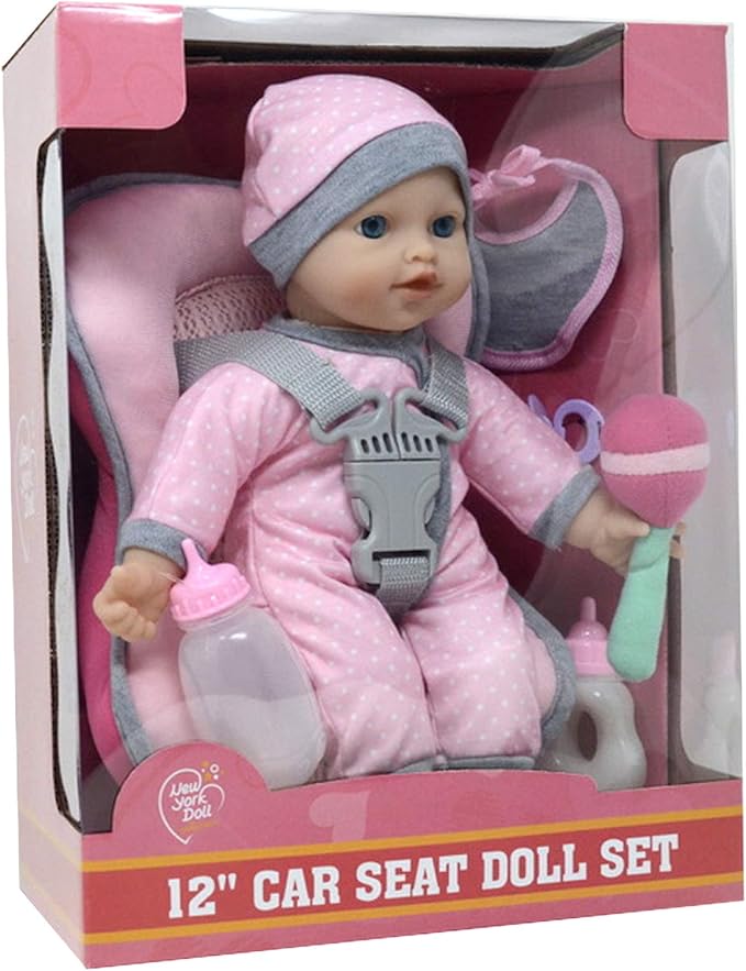 Doll Travel PlaySet - Baby Doll Car Seat Carrier Backpack 12 Inch