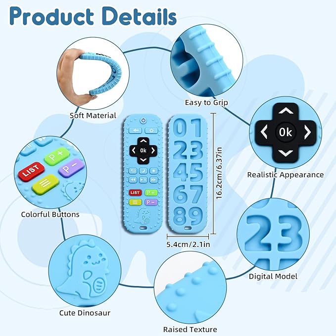 Teething Baby Toys 0-6 Months, Soft Silicone Remote Control Teethers Toys for Babies 6 to 12 Months