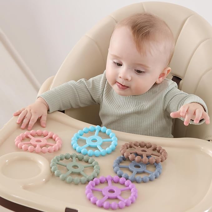 3 Pack Ring Teether, Silicone Teething Ring Toys for Babies 0-6 Months 6-12 Months 12-24 Months,