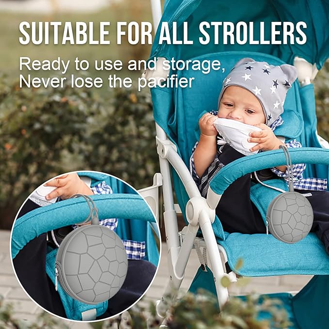 Smlpuame 4 Pack Pacifier Holder Case Set,2 Silicone Portable Pacifier Cover Pouch Bag for Diaper Bags Baby Carriage with 2 Transparent Pacifier Storage Container Box