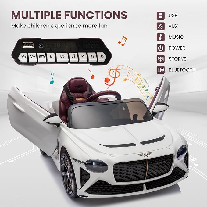 Hetoy Kids Ride On Car, Licensed Bentley Bacalar 12V Electric Vehicles w/Parent Remote Control 3 Speeds,