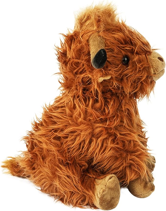 Highland Cow Stuffed Animals,Cute Fluffy Stuff Cow Plush Realistic Scottish Cattle Animals Toys Birthday Festival Presents for Girls Audults Kids Boys Toddler (Brown Cows 10.6 inch)