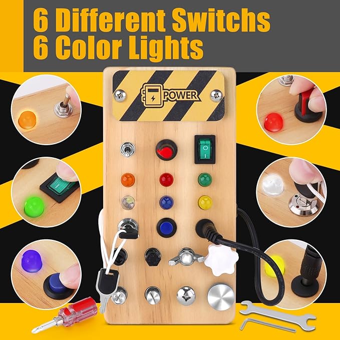 Screwdriver Tool Set Busy Board, Toddler Wooden Sensory Toys Montessori 3+ Year 3-6 Year