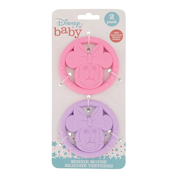 Cudlie Disney Silicone Teether Toy Set for Infants, Food Grade and BPA Free Teethers for Babies 6-12 Months 2-Pack Teether